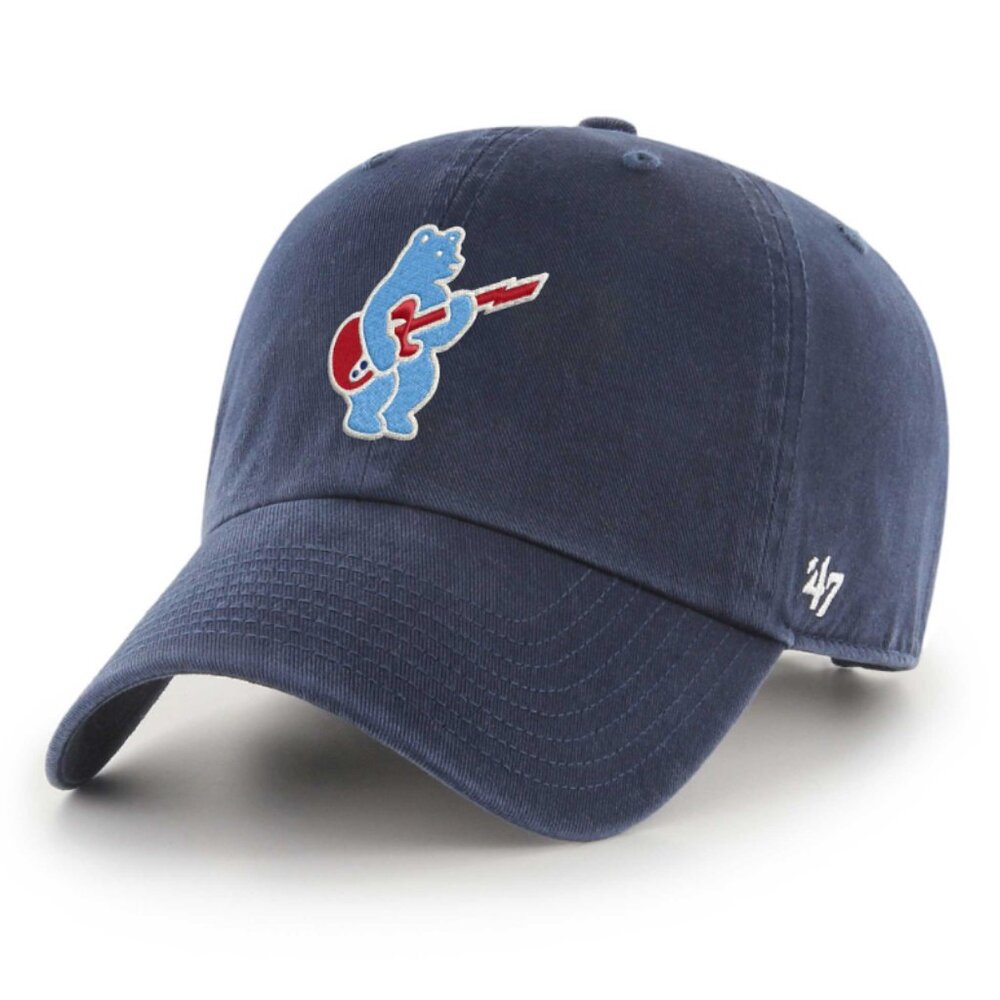 Chicago Cubs 47 Brand Blues Rock Bear Logo Navy Clean Up Adjustable Cap